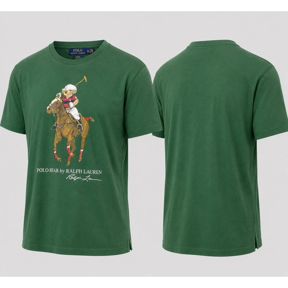Polo Ralph Lauren Men's T-Shirt Polo Bear on Horse Green XL Graphic